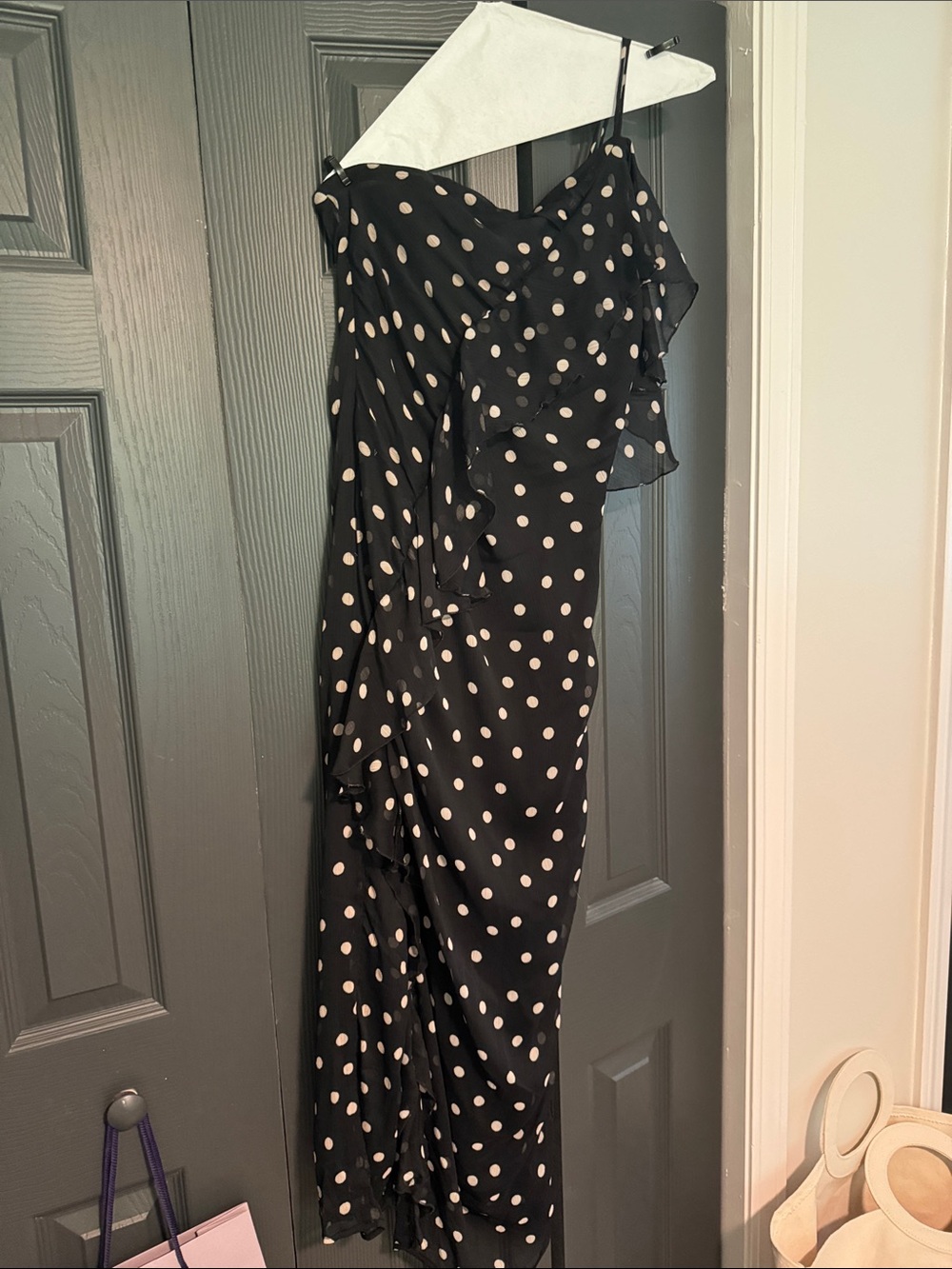 Zara Black Dress with Cream Polka Dots